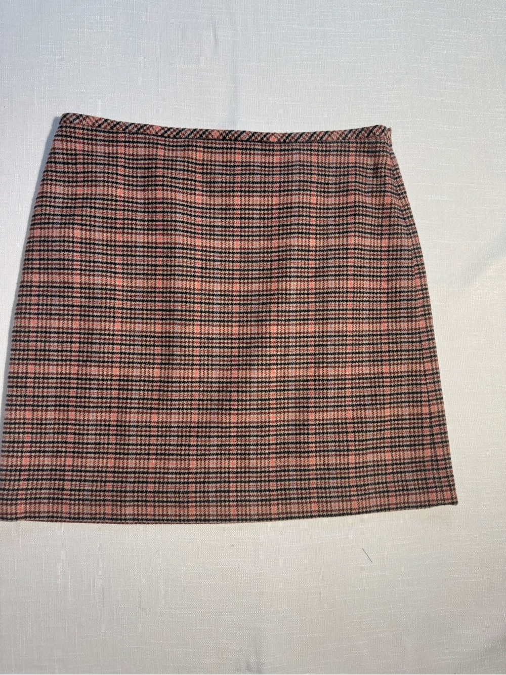 Talbots Plaid Wool Blend Skirt Size 16 Tan Pink Navy Academia Preppy Fall Staple - Picture 2 of 11